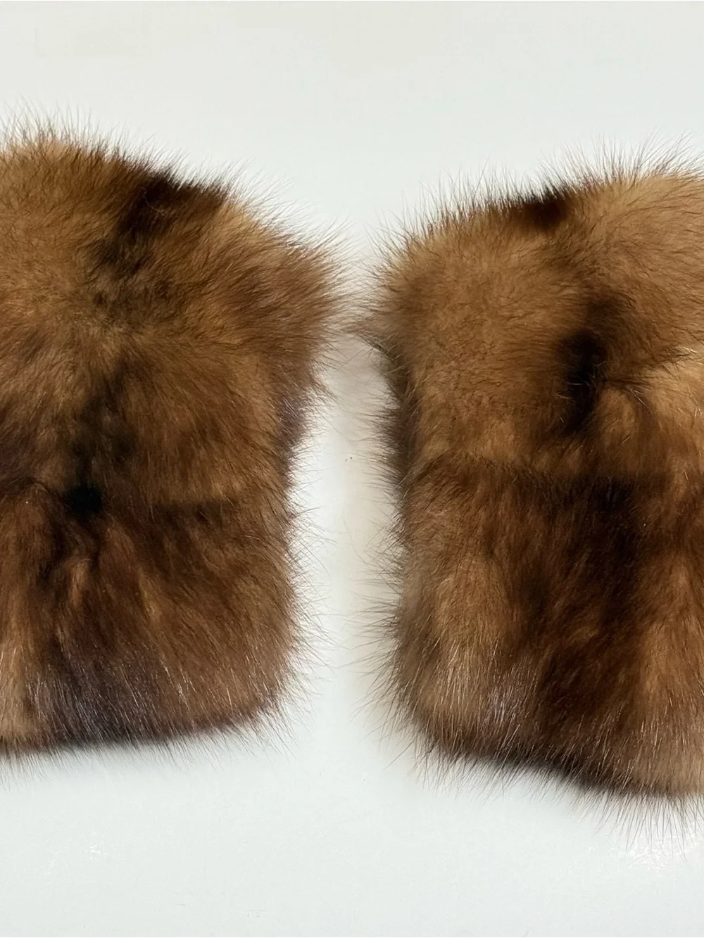 Vintage Authentic Real Sable Fur Cuff Rings Wrist Warmers Premium Luxury Satin
